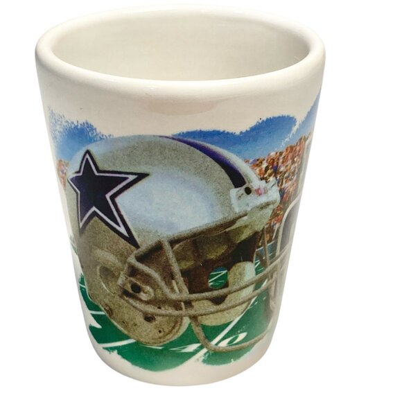Vintage Dallas Cowboys Lone Star Football Helmet Shot Glass Ceramic Graphic - Picture 2 of 12